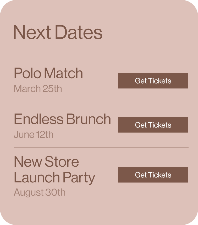 Maison Mirabeau events list with dates and Get Tickets buttons